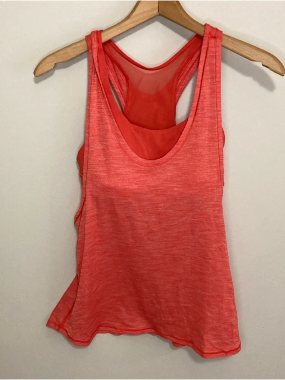 Lululemon Glide and Stride Women’s Coral Red Orange Layered Tank Top Size 6
